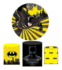 Painel Redondo 1,5 + Capas Cilindros Sublimado Batman