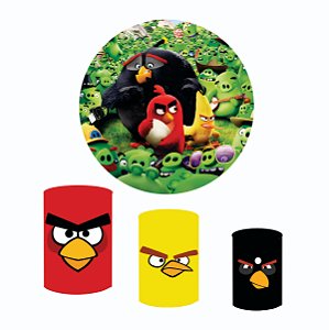 Kit Capas Festa Painel 1,5m + Trio Cilindros Angry Birds