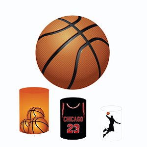 Kit Capas Festa Painel 1,5m + Trio Cilindros Basquete