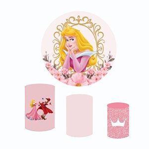 Kit Capas Festa Painel 1,5m + Trio Cilindros Bela Adormecida