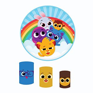 Kit Capas Festa Painel 1,5m + Trio Cilindros Bolofofos