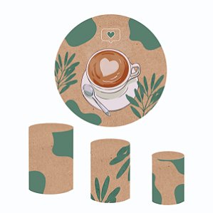 Kit Capas Festa Painel 1,5m + Trio Cilindros Café