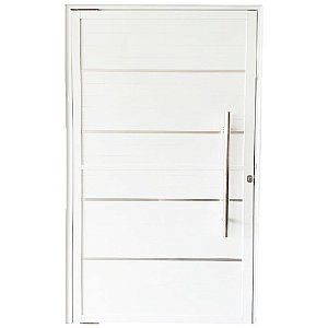 Porta Pivotante de Alumínio Branco Com Puxador e Friso Linha 25