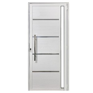 Porta Lambril de Alumínio Branco com Puxador, Friso e Vidro Linha 25