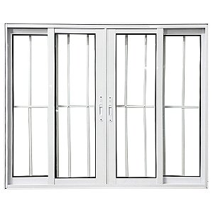 Janela Vitro 4 Folhas Alumínio Branco Linha 25 com Grade