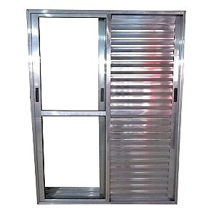 Porta De Alumínio de Correr Balcão 3 Folhas Móveis Brilhante Linha 25 Com Fechadura