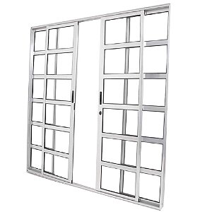 Porta de Correr Travessa 4 Folhas Brilhante Linha 25 Com Fechadura