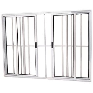 Janela Vitro 4 Folhas Alumínio Brilhante Modular com Grade