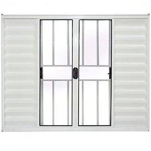 Janela Veneziana 6 Folhas Alumínio Branco Modular com Grade