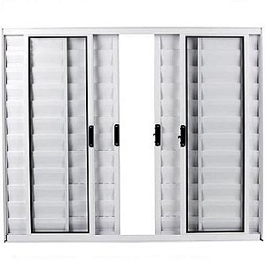 Janela Veneziana 6 Folhas Alumínio Branco Modular