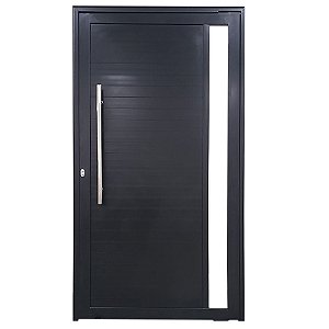 Porta Pivotante de Alumínio Preto Com Puxador e Vidro Linha 30