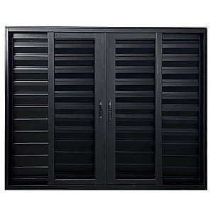 Janela Veneziana 6 Folhas Alumínio Preto Linha 25
