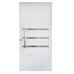Porta Lambril de Alumínio Branco com Puxador e Friso Linha 25