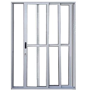 Porta de Correr Sacada 3 Folhas Sequenciais Brilhante Linha 25 Com Fechadura