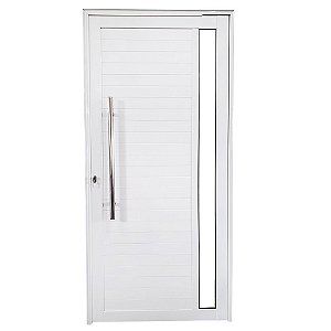 Porta Pivotante de Alumínio Branco Com Puxador e Vidro Linha 30