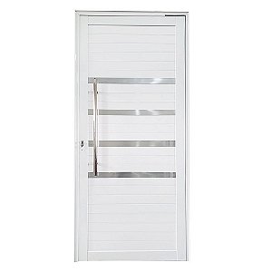 Porta Pivotante de Alumínio Branco Com Puxador e Friso Linha 30