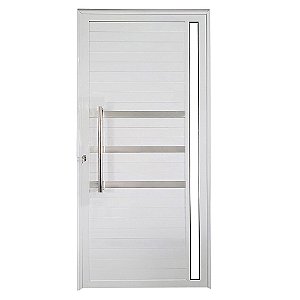 Porta Pivotante de Alumínio Branco Com Puxador, Friso e Visor Linha 25