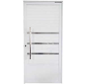 Porta Pivotante de Alumínio Branco Com Puxador e Friso Linha 25