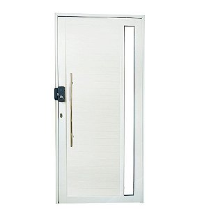 Porta Pivotante de Alumínio Branco Com Puxador e Visor com Fechadura Digital Linha 30