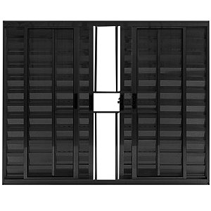 Janela Veneziana 6 Folhas Alumínio Preto Modular Com Grade