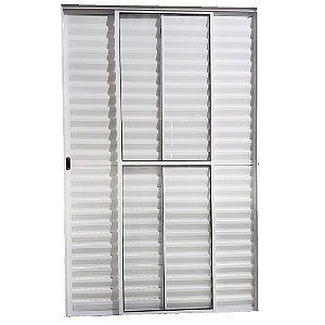 Porta De Alumínio de Correr Balcão 3 Folhas Branca Modular