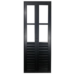 Porta Camarão Palheta Com Vidro Alumínio Preto Linha 25