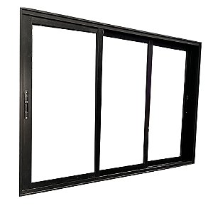 Janela Vitro 3 Folhas Alumínio Preto Linha Veneza