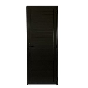 Porta Lambril de Alumínio Preto com Maçaneta e Fechadura de Banheiro