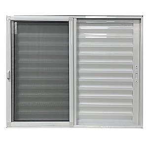 Janela Veneziana 3 Folhas Móveis Com Tela Mosquiteira Linha 25 Branca