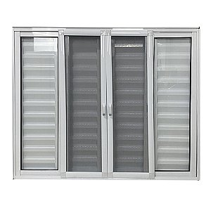 Janela Veneziana 6 Folhas Com Tela Mosquiteira Linha 25 Branca