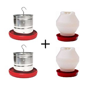 Kit 2 unidades Comedouro 3Kg + 2 unidades Bebedouro 2 Litros