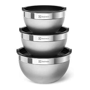 Conjunto de Tigelas Tigelas de Inox com Tampa Plástica - Electrolux