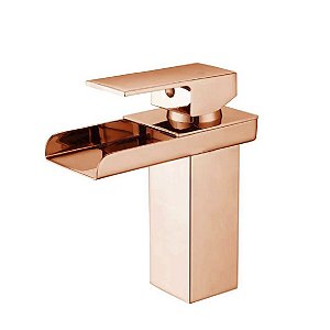 Torneira Banheiro Mistura Cuba Pia Cascata Baixa Luxo T103-06 Rosa Gold Luuk You
