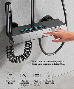 Chuveiro E-Chuveiro Chuveiro Ducha Digital Rise S2, Viseira Solar Inox C