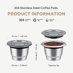Cápsulas de café Nespresso reutilizáveis, copo de aço inoxidável, cápsula