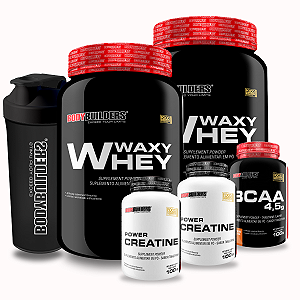 Kit 2x Hipercalórico (900g) + 2x Creatina 100g + BCAA (100g) + Coqueteleira - Bodybuilders