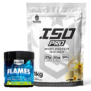 Kit Whey Protein Isolado ISO PRO (1kg) + Pré-Treino Flames (200g) Soldiers Nutrition