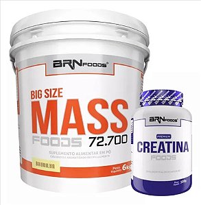 Kit Big Size Mass 72.700 (6kg) Creatina Premium (100g) BRN FOODS