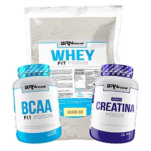 Kit Whey Protein 500g + BCAA Fit 100g + Creatina 100g - BRN Foods