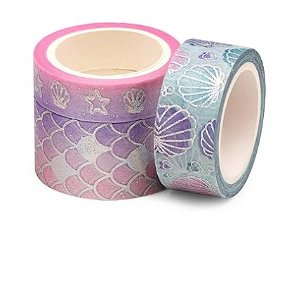 Fita Adesiva Washi Tape Sereia Hot Stamping c/ 4 Un - BRW