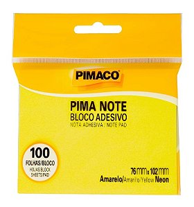 Bloco Adesivo "Post it" 76x102mm Amarelo Neon c/100 folhas - Pimaco