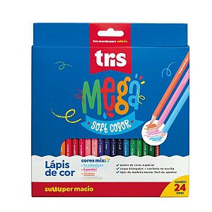 Lápis de Cor Mega Soft Color - 24 Cores Tris