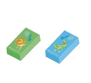 Borracha Coleção Dinossauros, Verde e Azul, Faber-Castell