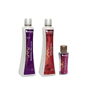 KIT MIDORI MAIS BRILHO: SH TODOS OS TIPOS CABELOS MIDORI 500ML, EXTRA BRILHO 500ML E REPARADOR DE PONTAS 30ML