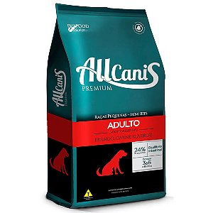 Ração Allcanis Cães Adultos Raças Pequenas Frango Carne e Arroz 3kg