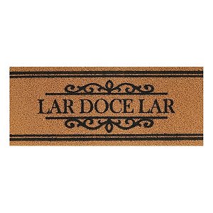 Tapete de Entrada Capacho Vinil Lar Doce Lar 30cm x 70cm Bege - Kapazi