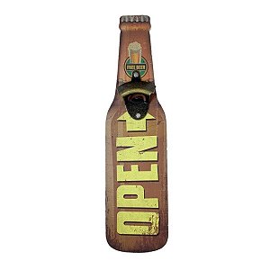 Placa Decorativa com Abridor de Garrafa Open Free Beer 11x40cm