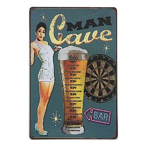 Placa Decorativa Man Cave MDF 18x24cm