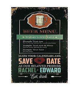 Placa Decorativa Beer Menu MDF 18x24cm