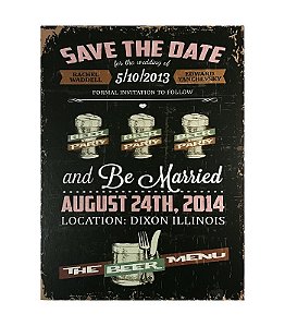 Placa Decorativa Save The Date MDF 18x24cm